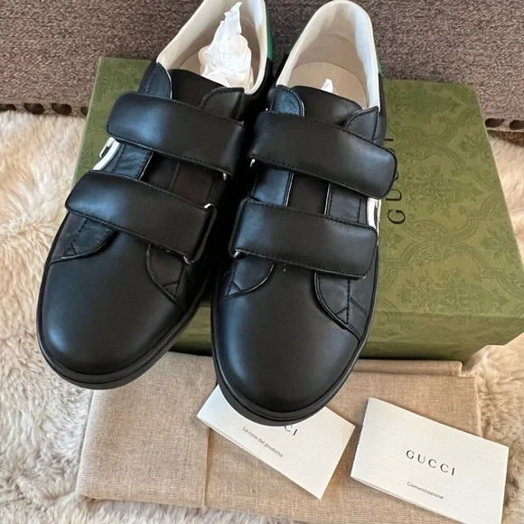 New Gucci GG Black leather Sneakers - Picture 5 of 9